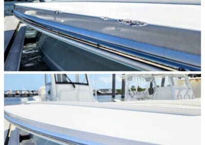 a close up of a boat