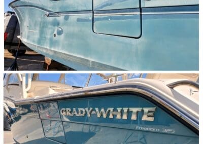 a close up of a boat