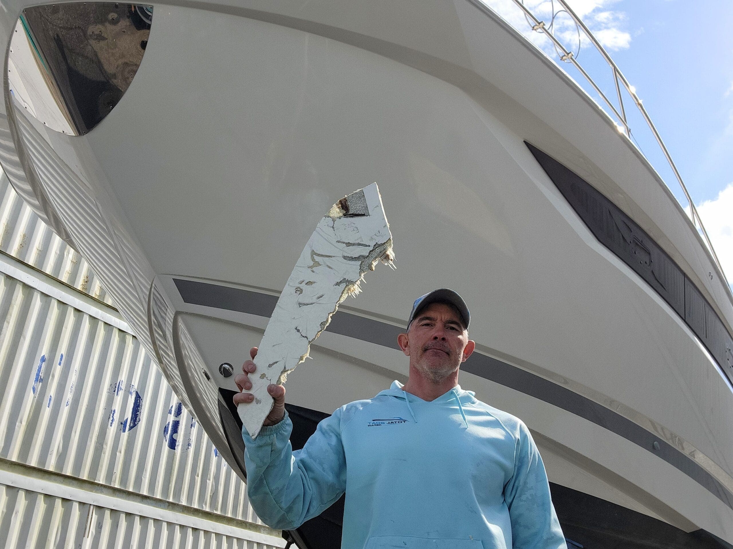 A section of the hull damage