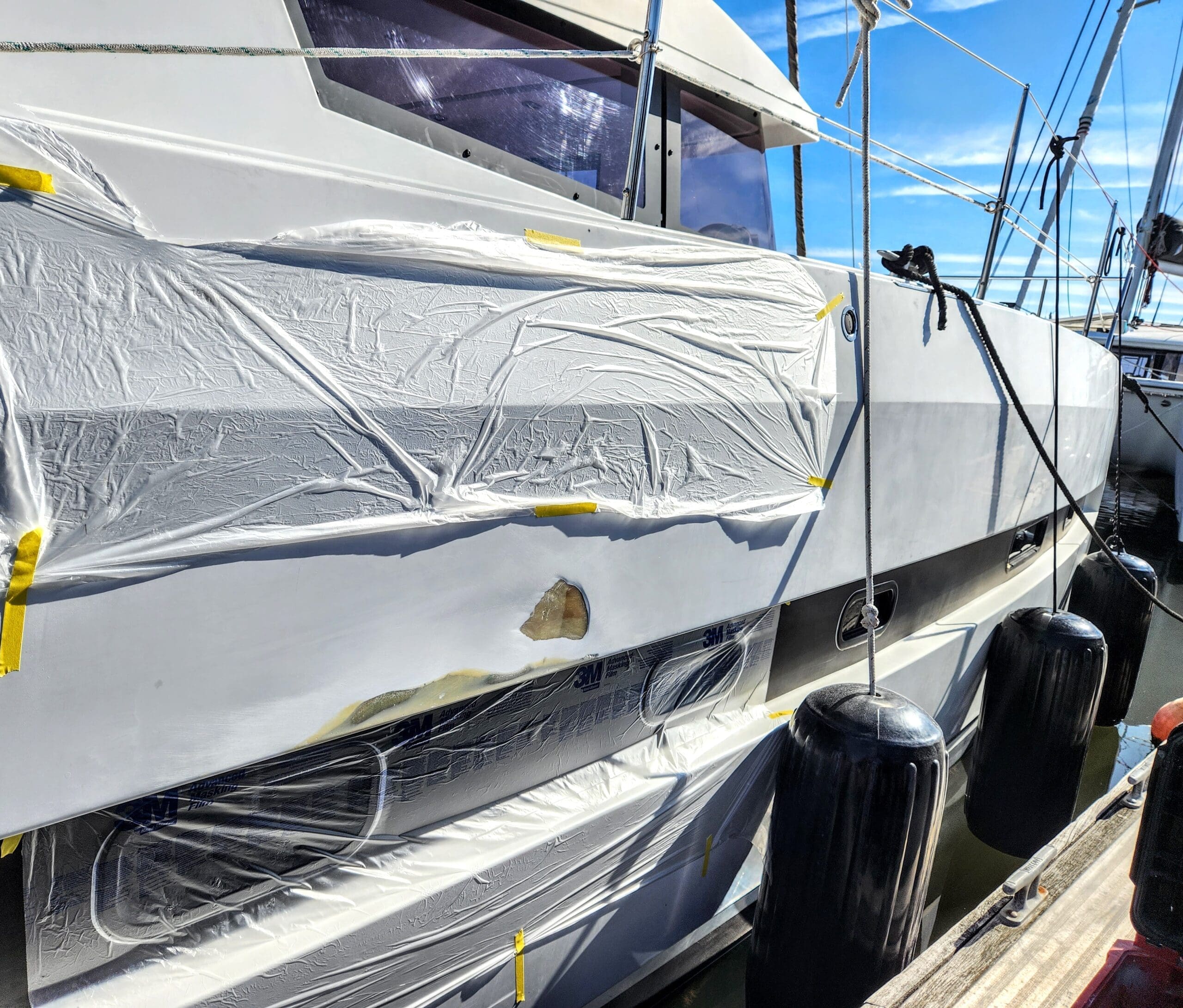 picture showing before and after fiberglass repair in charleston sc